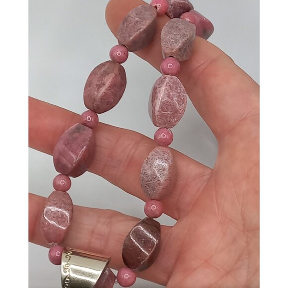 Jay King DTR Sterling Silver Purple Rhodonite Beads Necklace Large Pendant - Picture 7 of 10